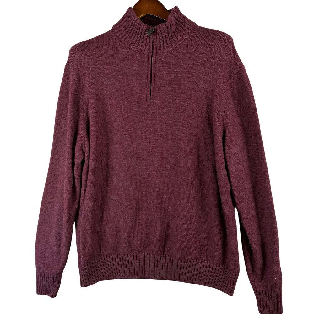 Black Brown 1826 Lambswool Blend Quarter Zip Sweater Burgundy XL Pullover Knit